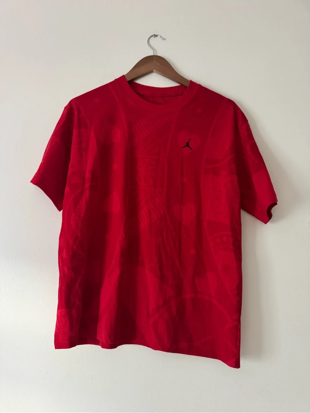 Jordan Red Short Sleeve Graphic Tee with Black Jumpman